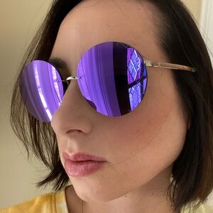 Chanel Round Purple Lense Sunglasses, original box, case and dust bag